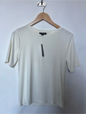 J. Crew Refined rib elbow-sleeve T-shirt in Ivory Medium